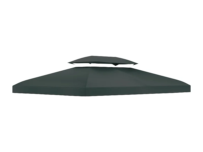 Toit de remplacement pour pavillon, double niveau, polyester résistant, charbon (300x400x20cm)
