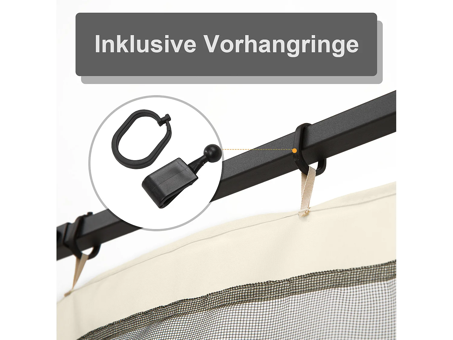 Moustiquaire pour pavillon 3x3m, 4 panneaux avec fermeture éclair, nylon mesh durable noir (302x207cm)