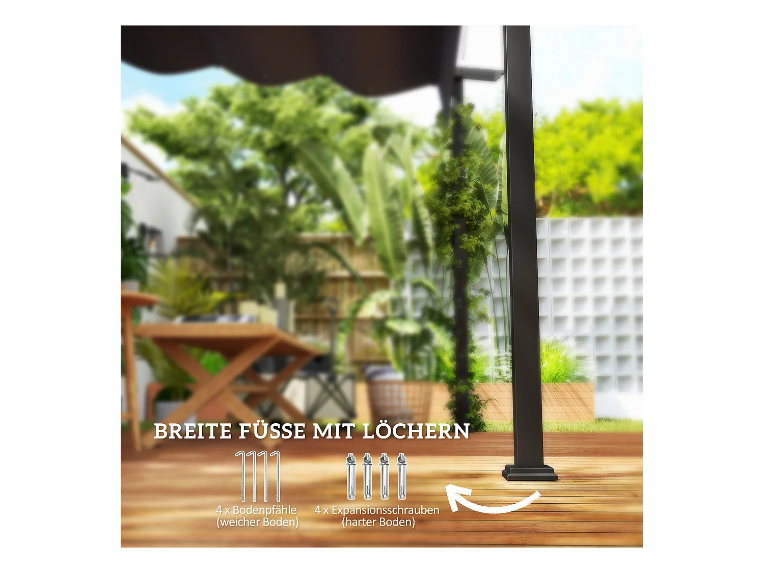 Pergola murale avec toit rétractable, structure acier et polyester, gris foncé (297x297x230cm)