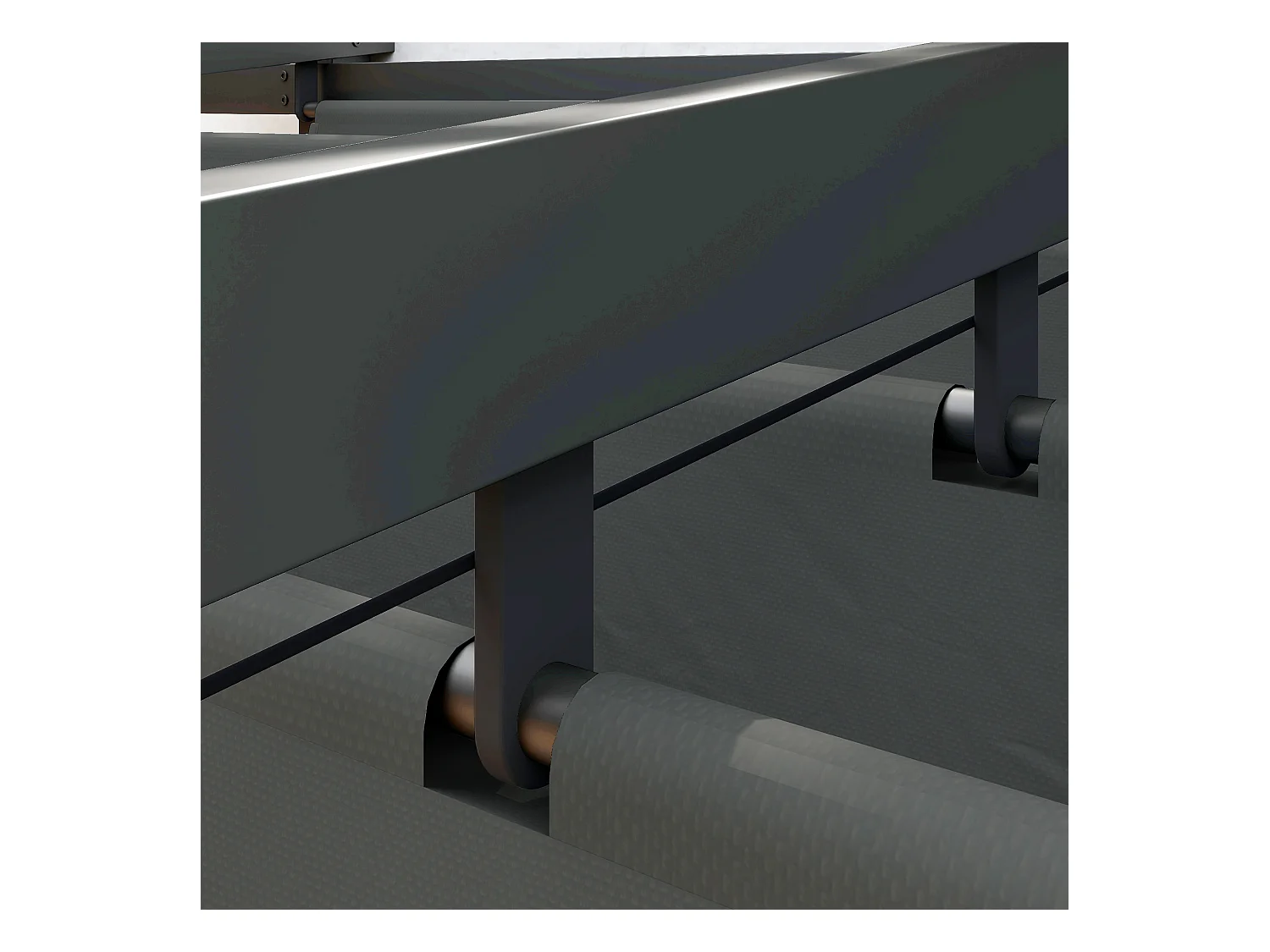 Pergola murale avec toit rétractable, structure acier et polyester, gris foncé (297x297x230cm)