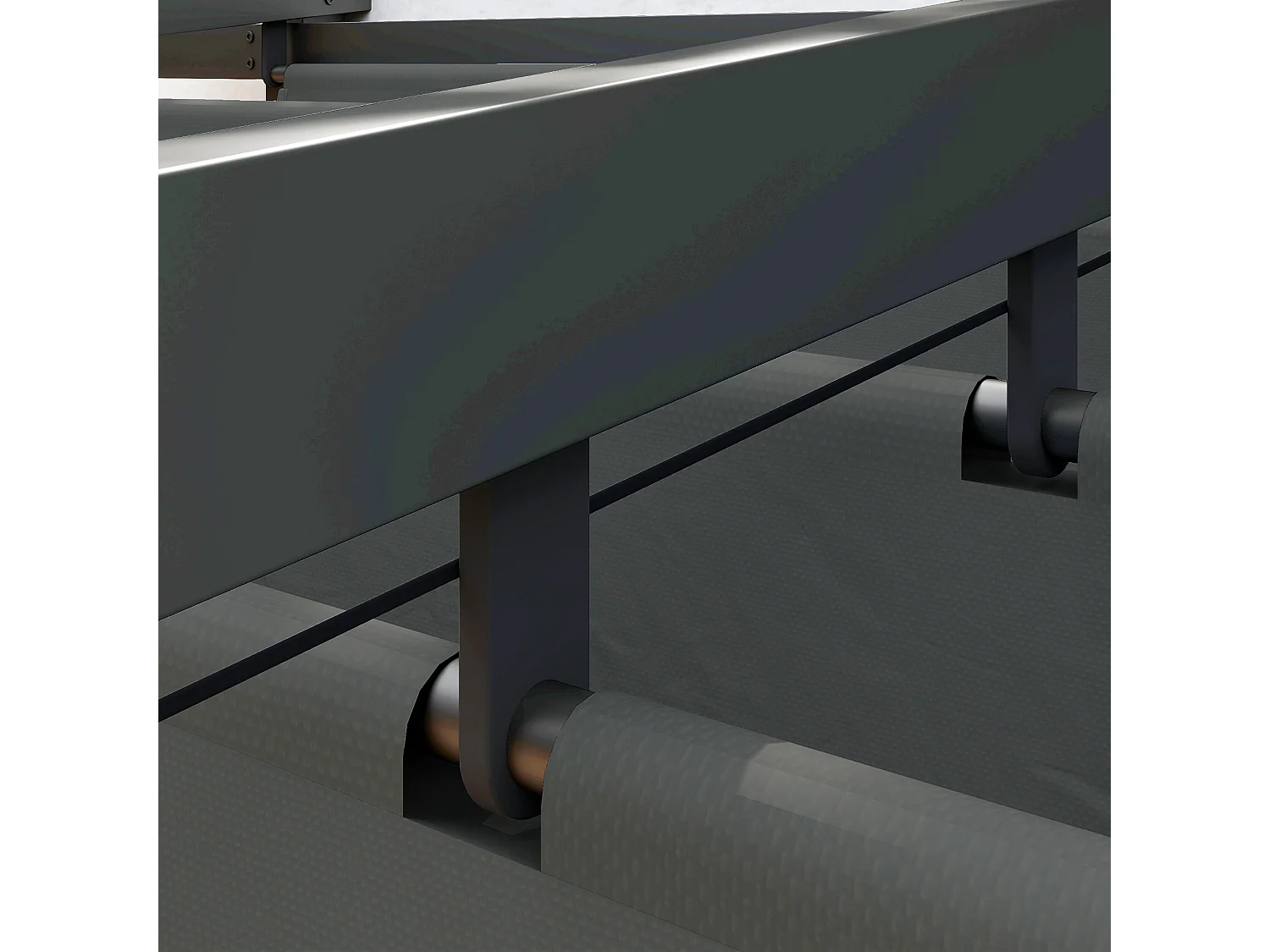 Pergola murale avec toit rétractable, structure acier et polyester, gris foncé (297x297x230cm)