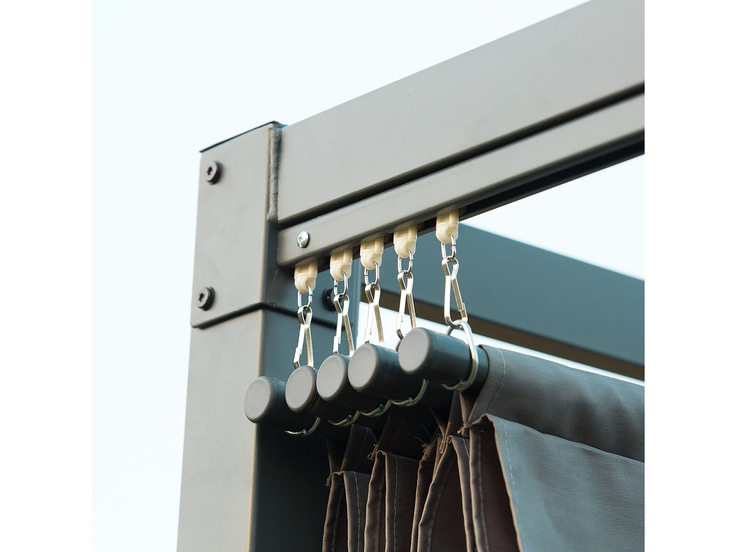 Pergola avec toit coulissant, métal, gris, polyester résistant aux intempéries (298x213x221cm)