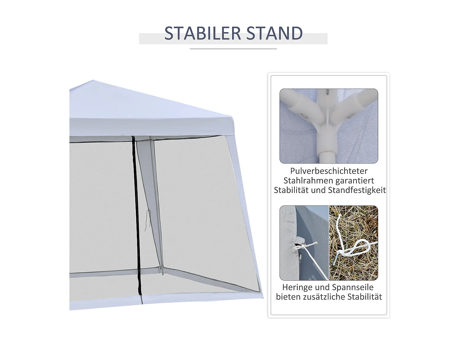 Cenador de jardín con mosquitera, estructura de metal, poliéster, gris (300x300x245 cm)