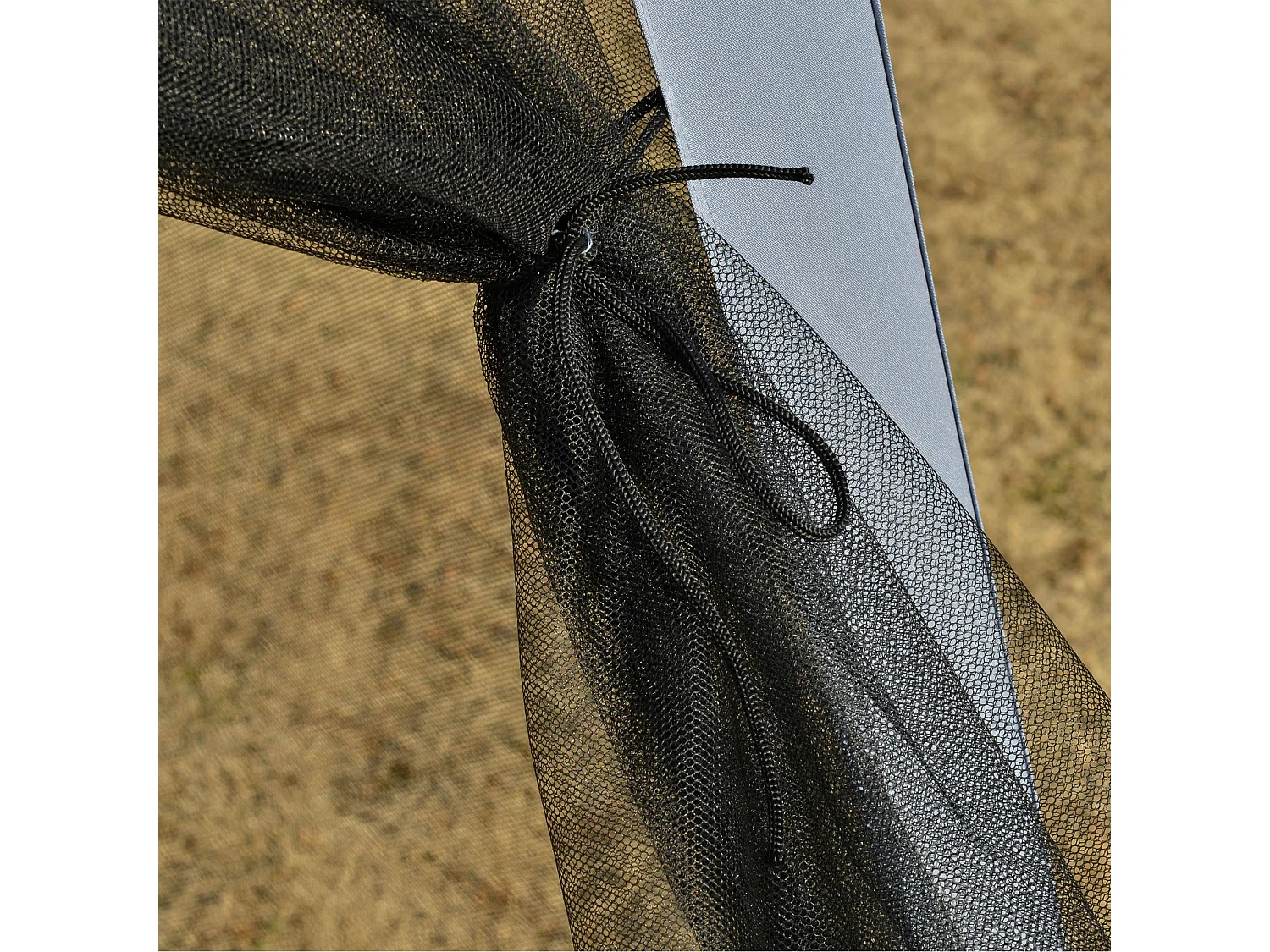 Cenador de jardín con mosquitera, estructura de metal, poliéster, gris (300x300x245 cm)