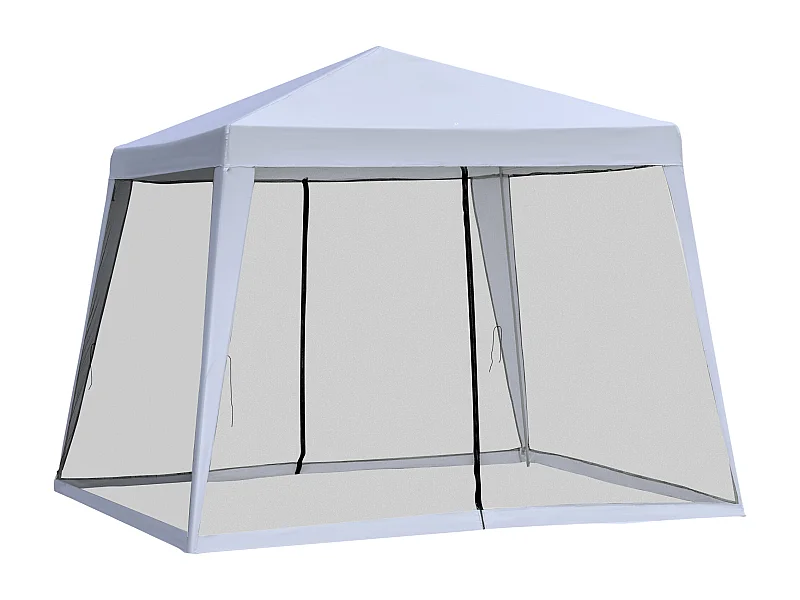 Cenador de jardín con mosquitera, estructura de metal, poliéster, gris (300x300x245 cm)