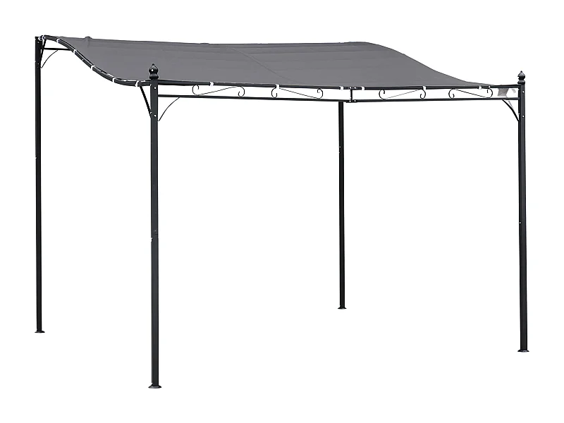 Pergola met gebogen dak, metaal en polyester, grijs (297x297x250 cm)