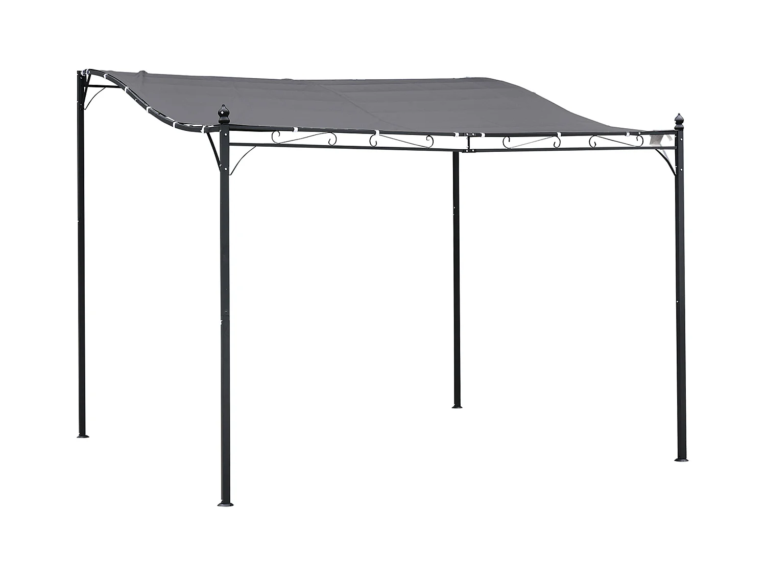 Pergola con tetto curvo, in metallo e poliestere, grigio (297x297x250 cm)