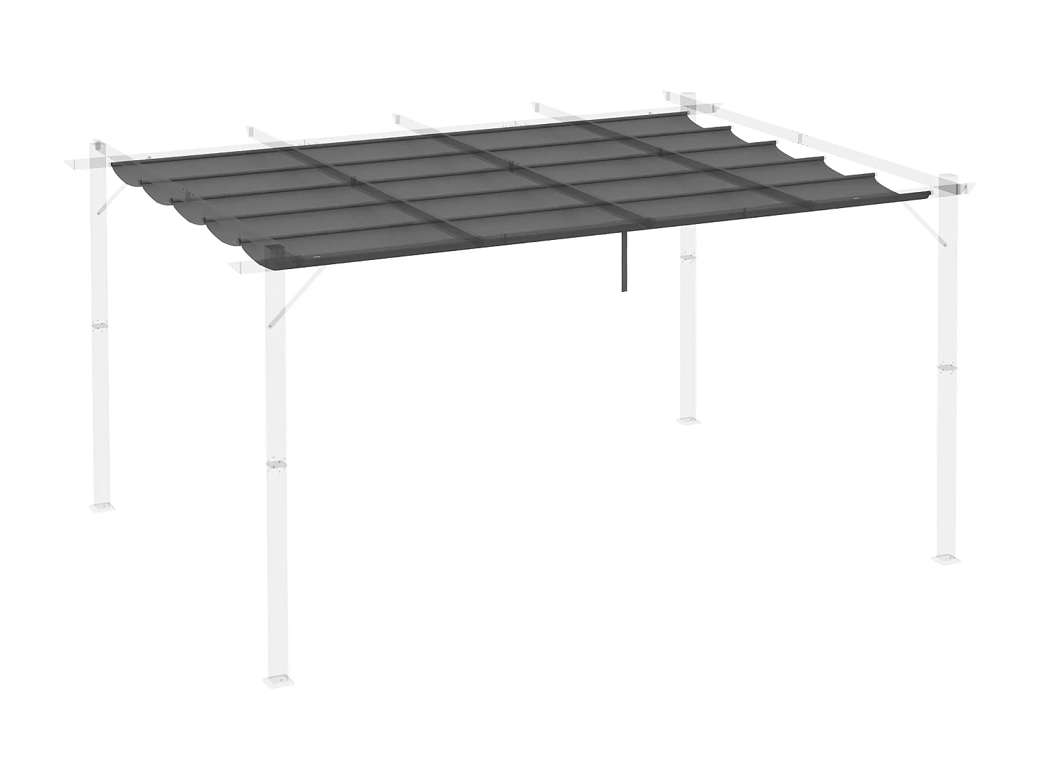 Toit de pergola de remplacement, avec trous d’évacuation, polyester respirant, gris foncé (350x260x6cm)