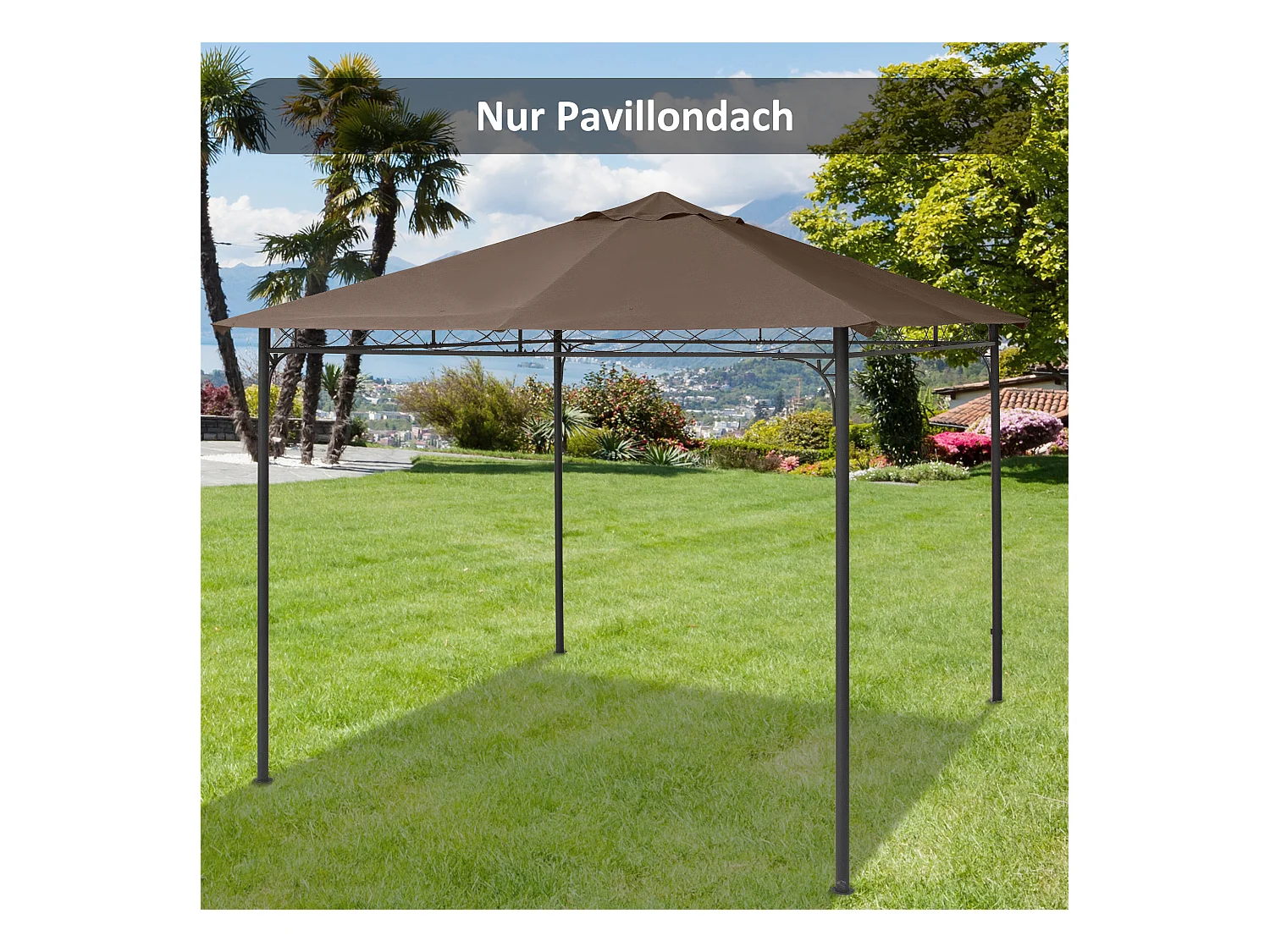 Toit de remplacement pour pavillon, protection solaire en polyester, couleur café (2,93x2,93m)