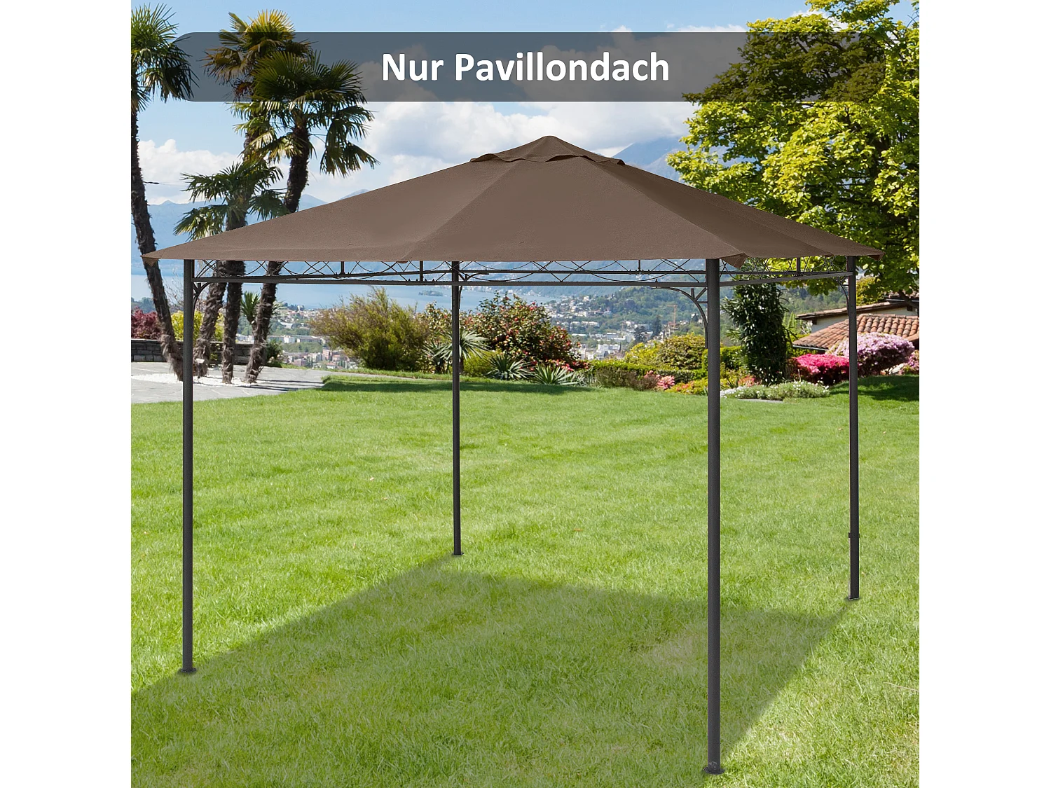 Toit de remplacement pour pavillon, protection solaire en polyester, couleur café (2,93x2,93m)