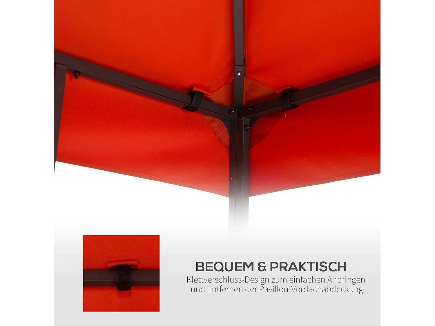 Toit de remplacement pour pavillon 3x3m, protection UV, polyester, rouge rouille (300x300x18 cm)