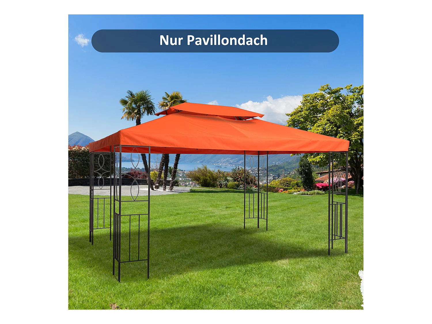 Toit de pavillon de remplacement 3x4m, polyester, rouge rouille (300x400x20 cm)