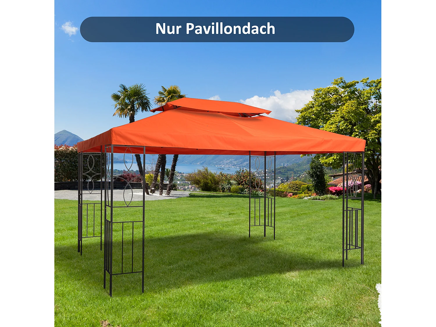 Toit de pavillon de remplacement 3x4m, polyester, rouge rouille (300x400x20 cm)