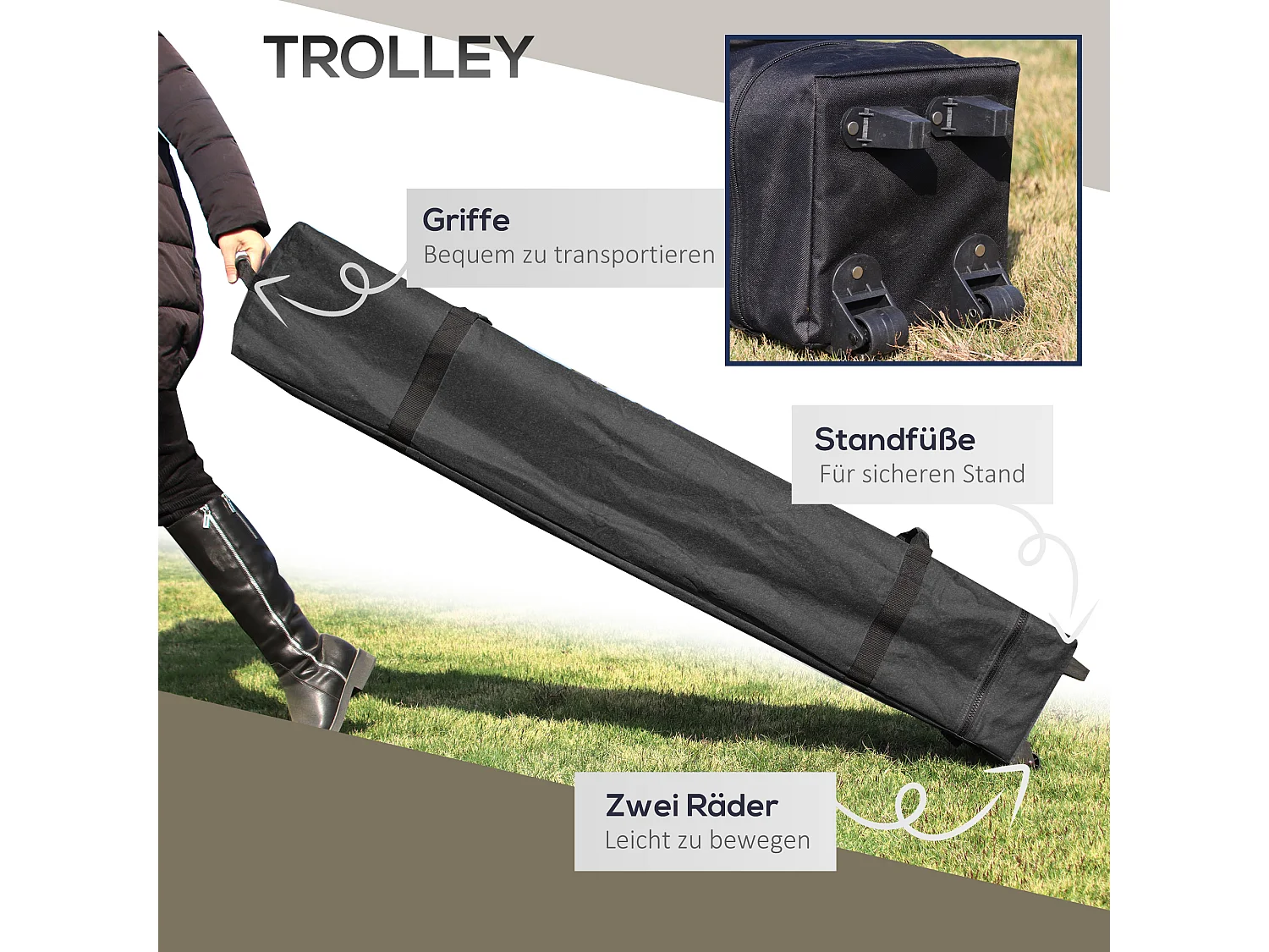 Carpa plegable de 4x4 m con 4 cortinas de malla, techo doble, protección UV, altura regulable, beige (392x392x283 cm)