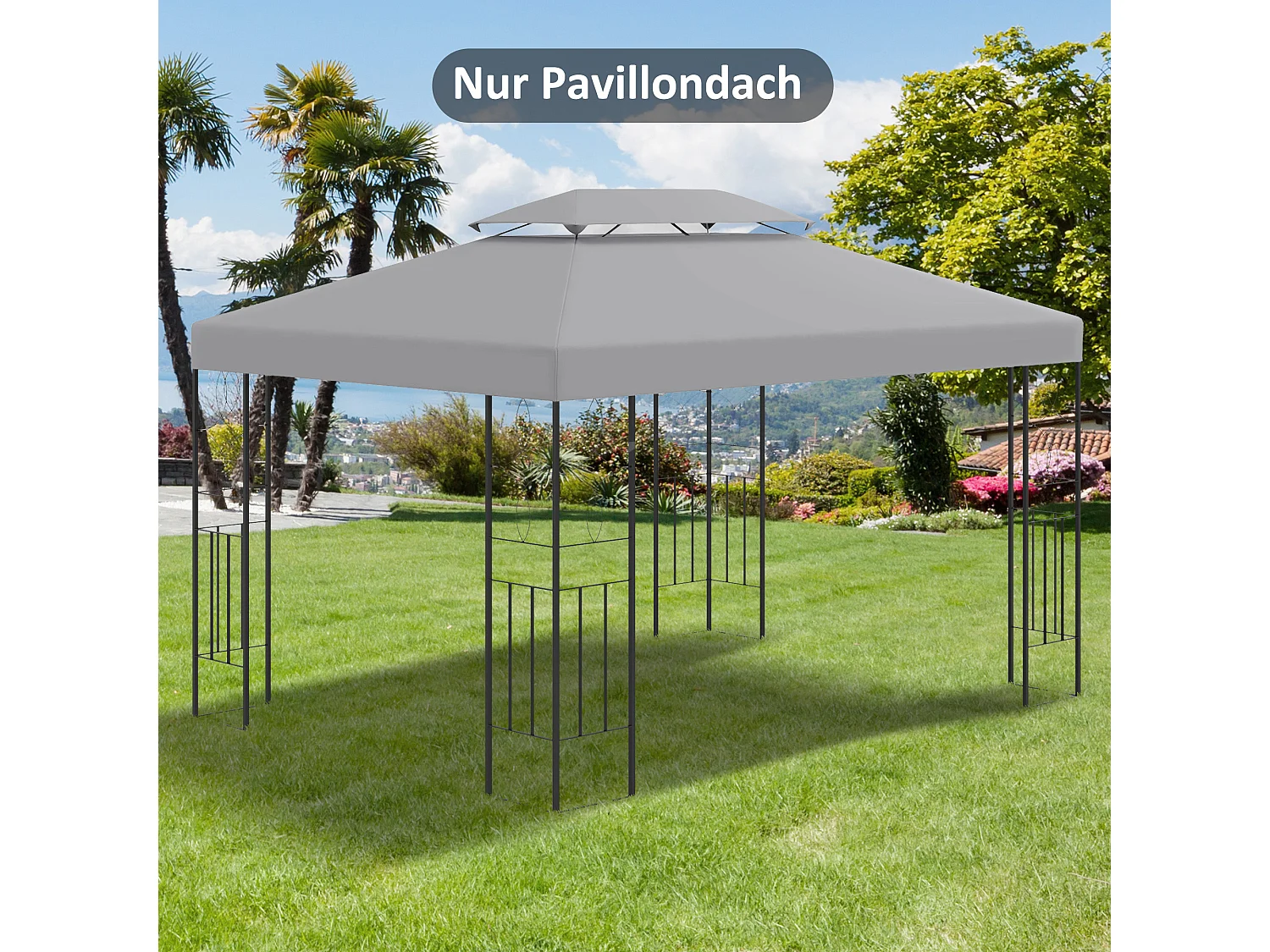 Toit de pavillon de remplacement, polyester, gris clair (300x400x20 cm)