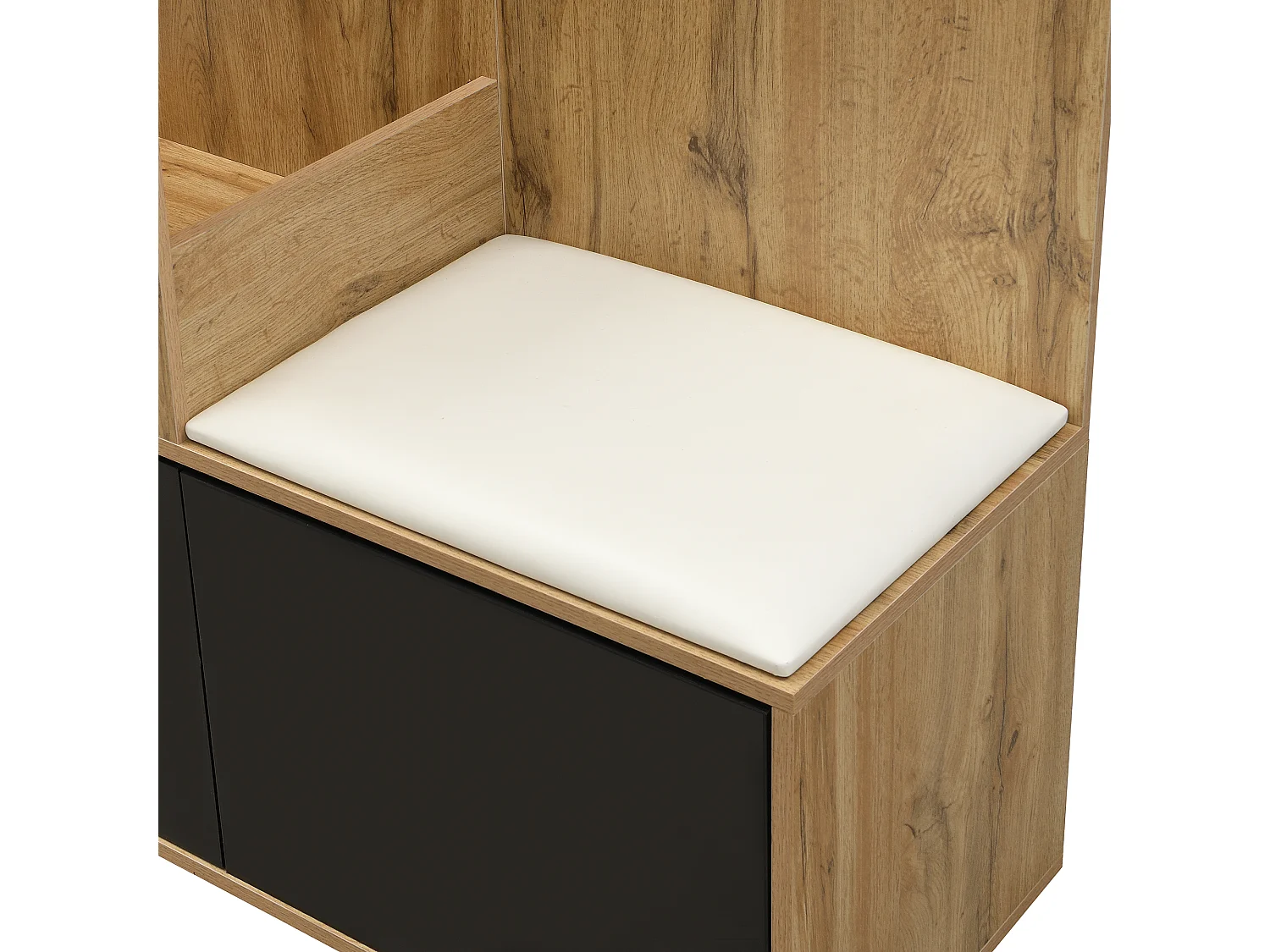 Garderobeset 100×38×191 cm - met kapstok en schoenenkast - haakjes en 1 spiegel - naturel + zwart