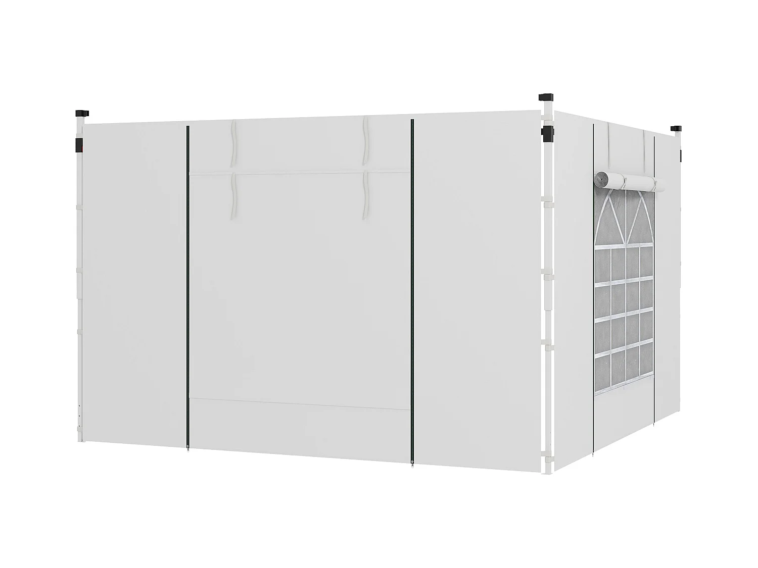 Panneaux latéraux pour pavillon 2 pièces avec fenêtres et porte, polyester, blanc (295x195cm)