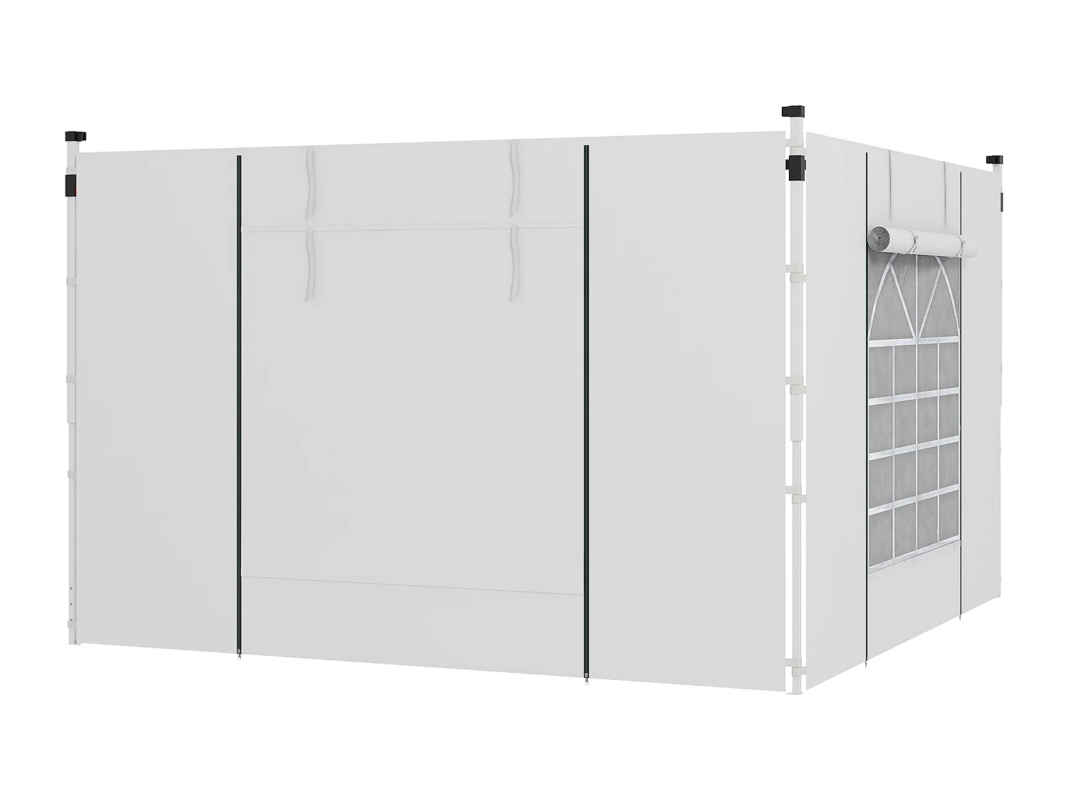 Panneaux latéraux pour pavillon 2 pièces avec fenêtres et porte, polyester, blanc (295x195cm)