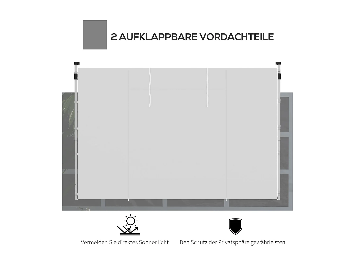 Panneaux latéraux pour pavillon 2 pièces avec fenêtres et porte, polyester, blanc (295x195cm)