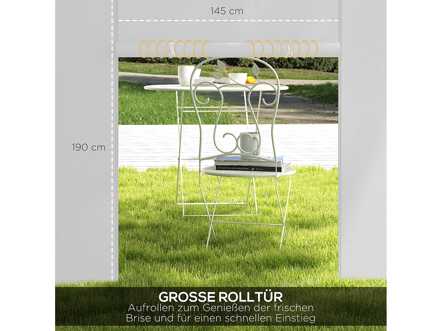 Panneaux latéraux pour pavillon 2 pièces avec fenêtres et porte, polyester, blanc (295x195cm)