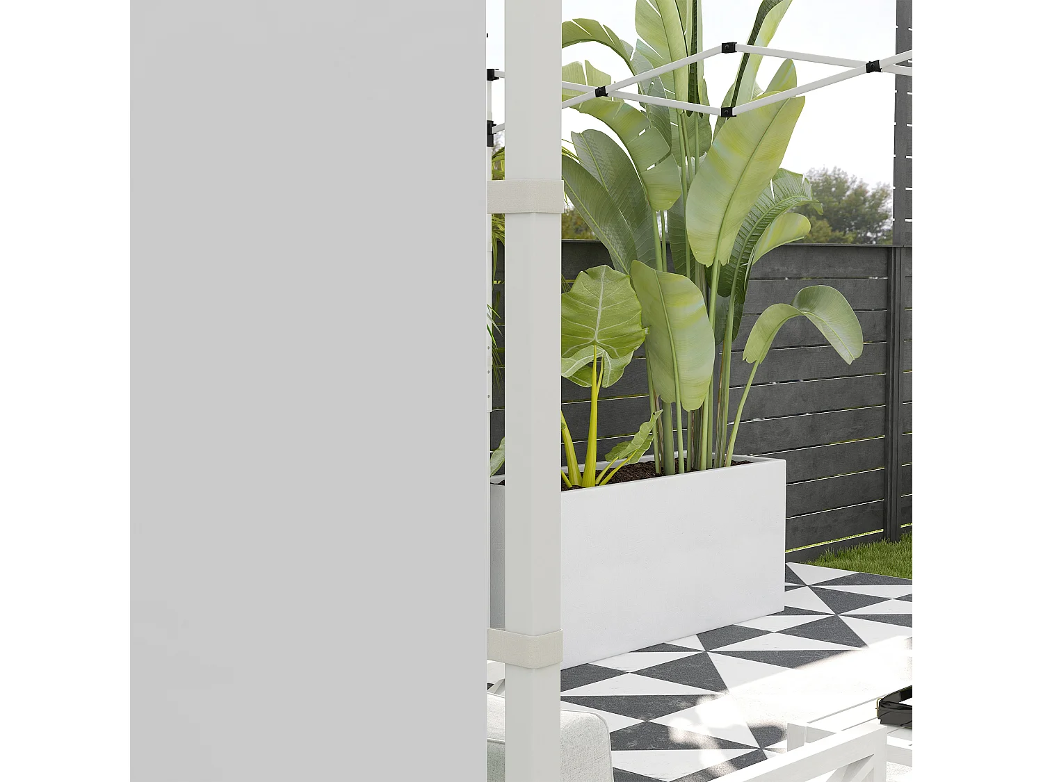 Panneaux latéraux pour pavillon 2 pièces avec fenêtres et porte, polyester, blanc (295x195cm)