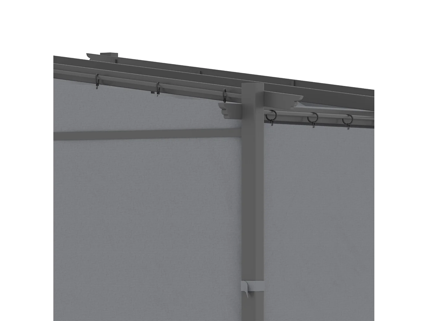 Pérgola con techo retráctil, estructura de acero, poliéster, gris oscuro (297x295x230cm)