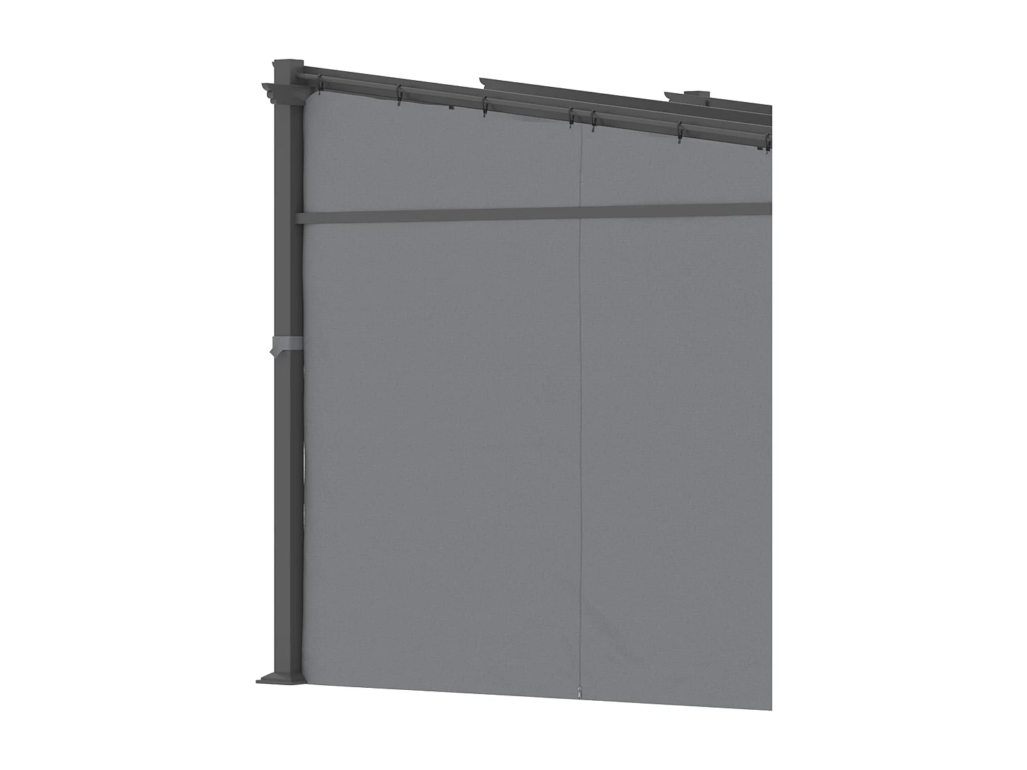 Pérgola con techo retráctil, estructura de acero, poliéster, gris oscuro (297x295x230cm)