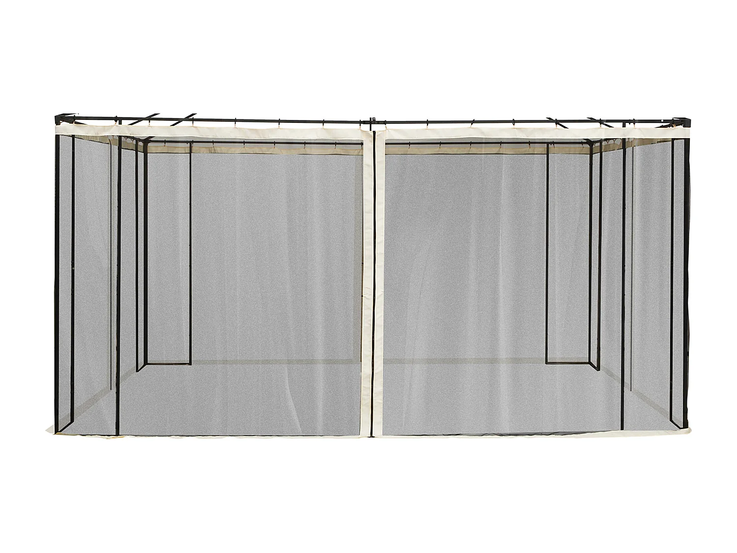 Moustiquaire pour pavillon 3x4m, 4 panneaux avec fermeture éclair, nylon mesh noir (120x100x200cm)