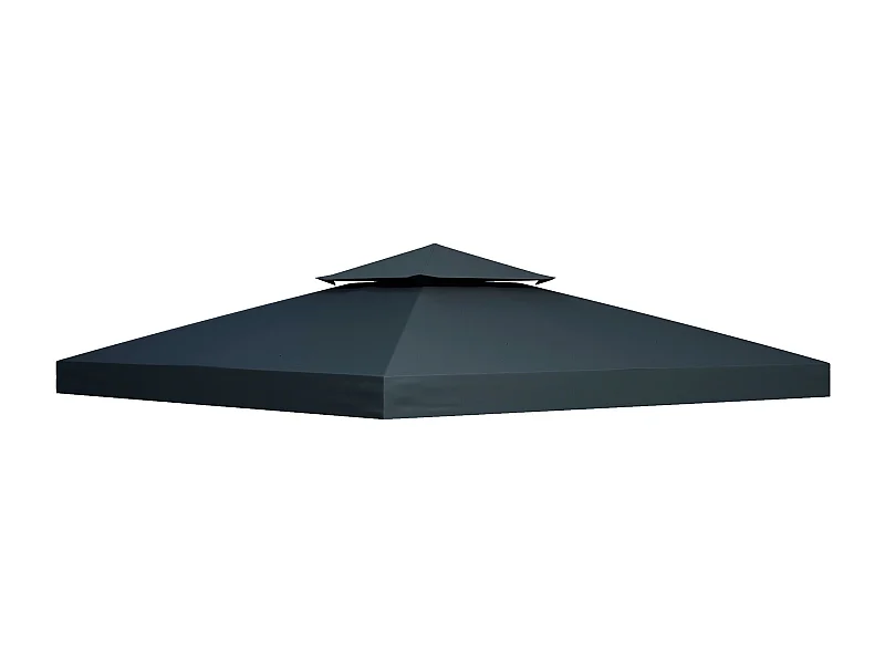 Housse de remplacement pour pavillon 3x3m, toit en polyester, protection UV, gris (300x300x18 cm)