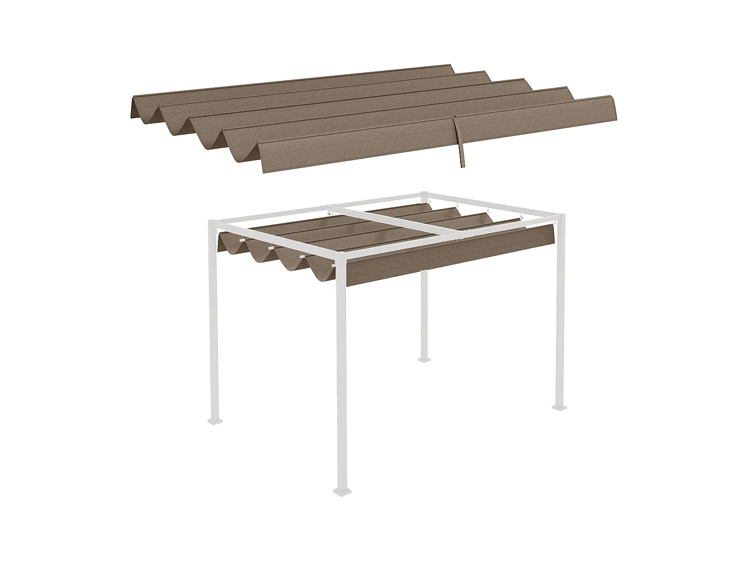 Toit de remplacement pour pergola, polyester, café (286x245x23 cm)