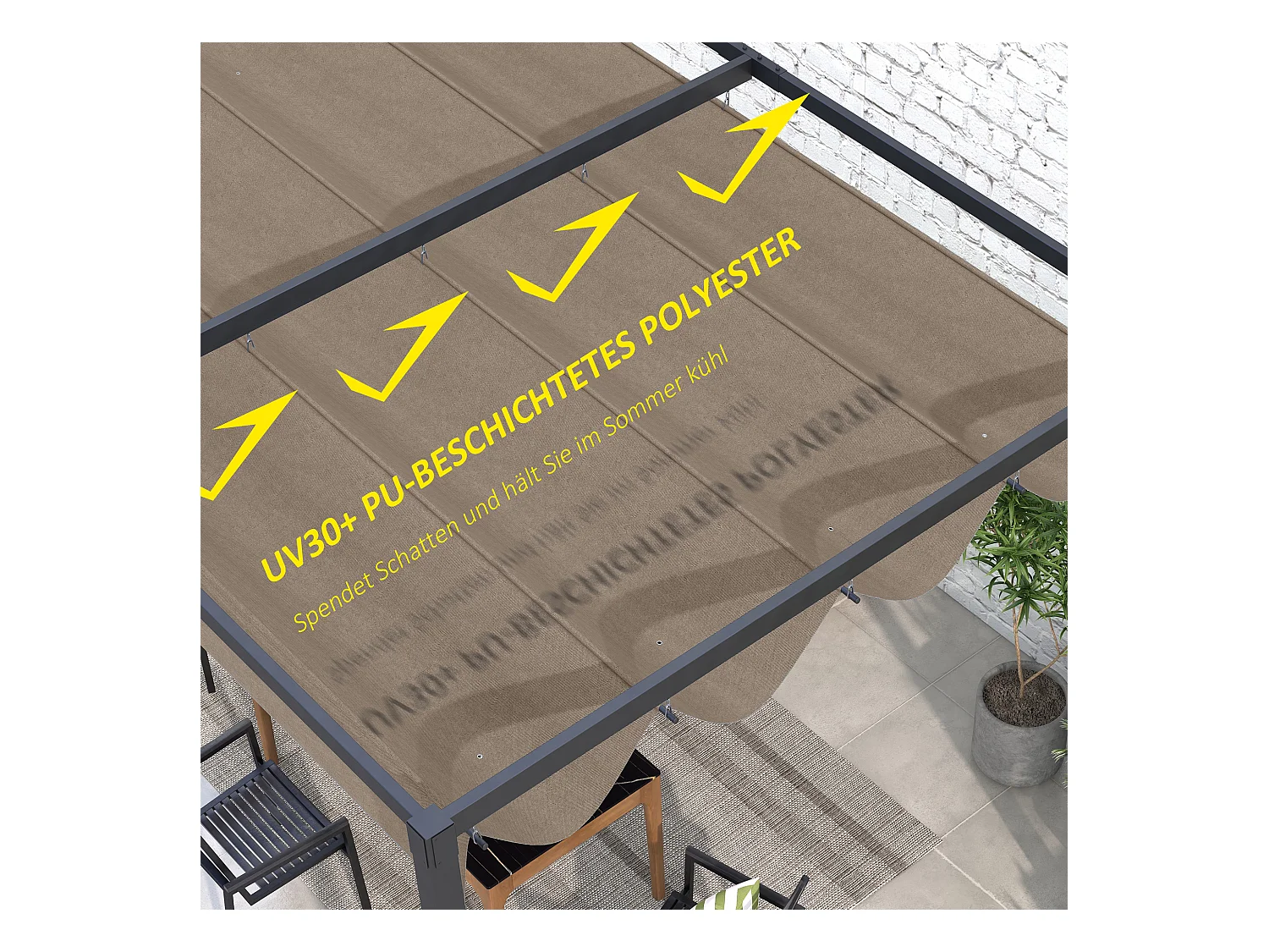 Toit de remplacement pour pergola, polyester, café (286x245x23 cm)