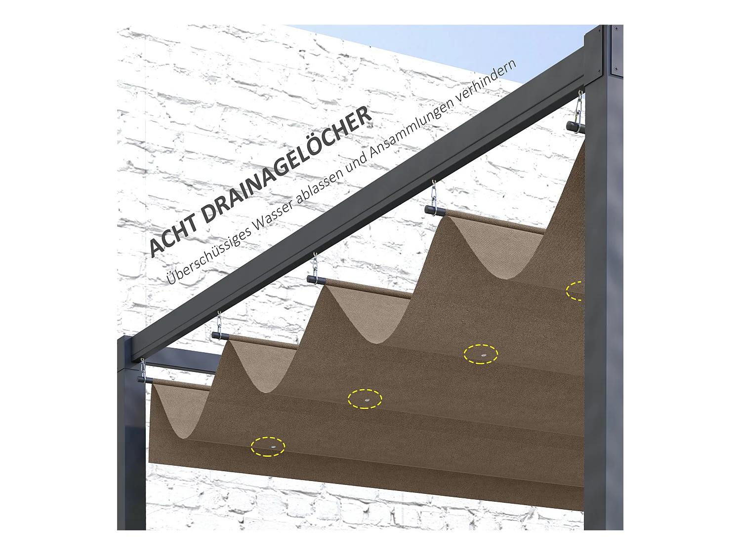 Toit de remplacement pour pergola, polyester, café (286x245x23 cm)