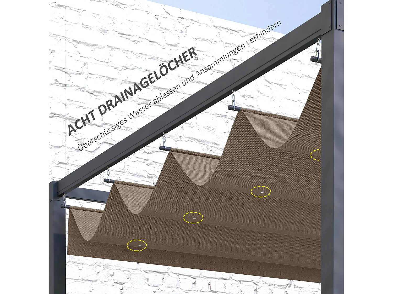 Toit de remplacement pour pergola, polyester, café (286x245x23 cm)