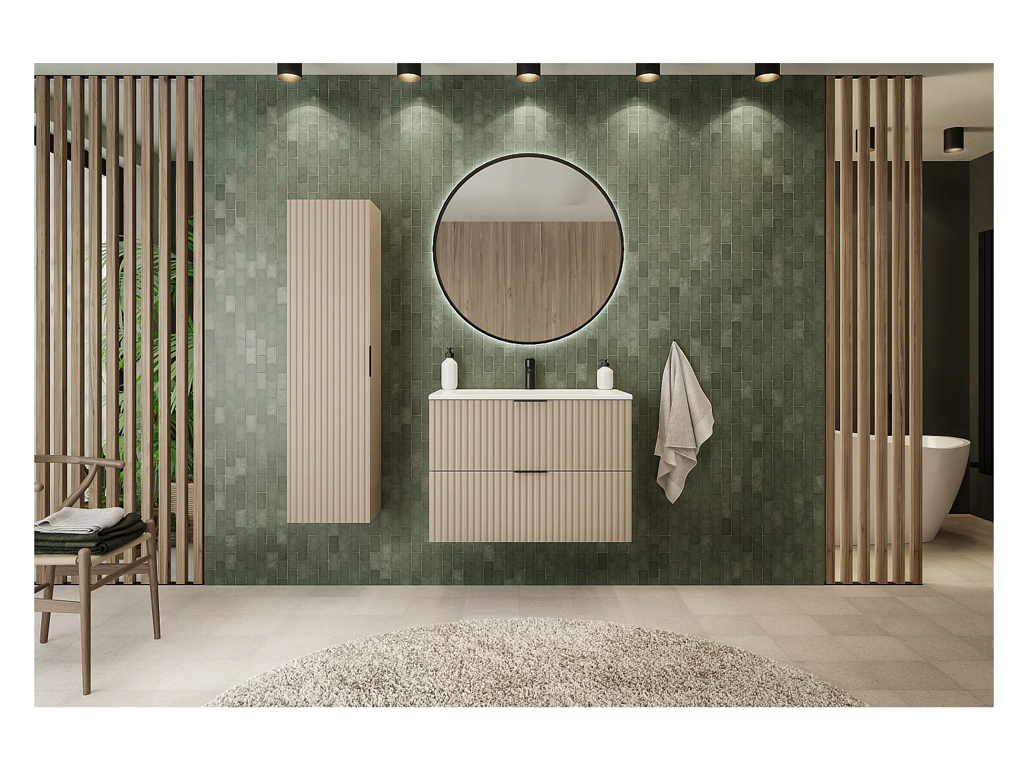 Meuble de salle de bain FLOW 80 cm cachemire avec plan