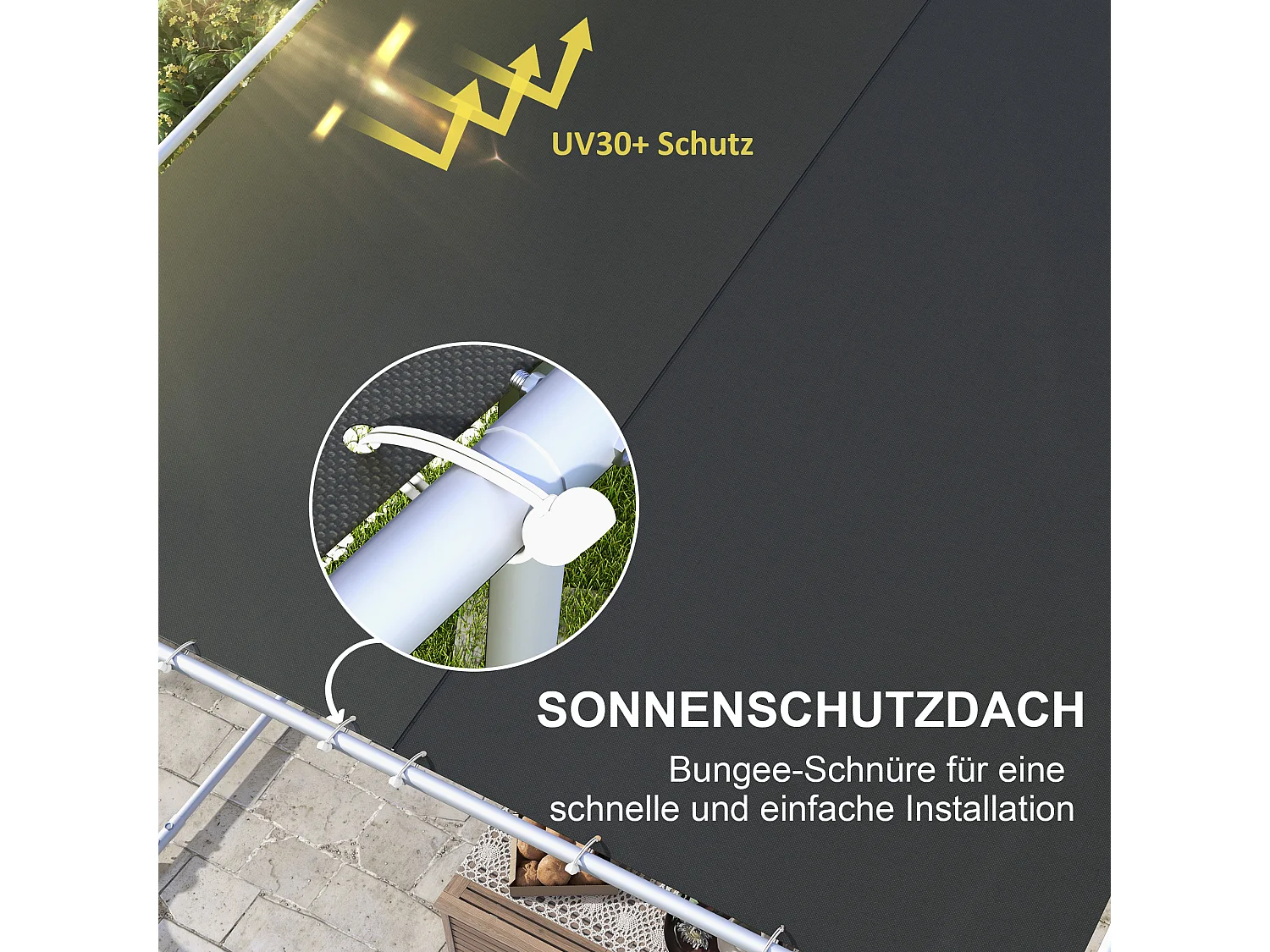 Tuinpergola met UV-bescherming, staal, grijs (302x302x250 cm)