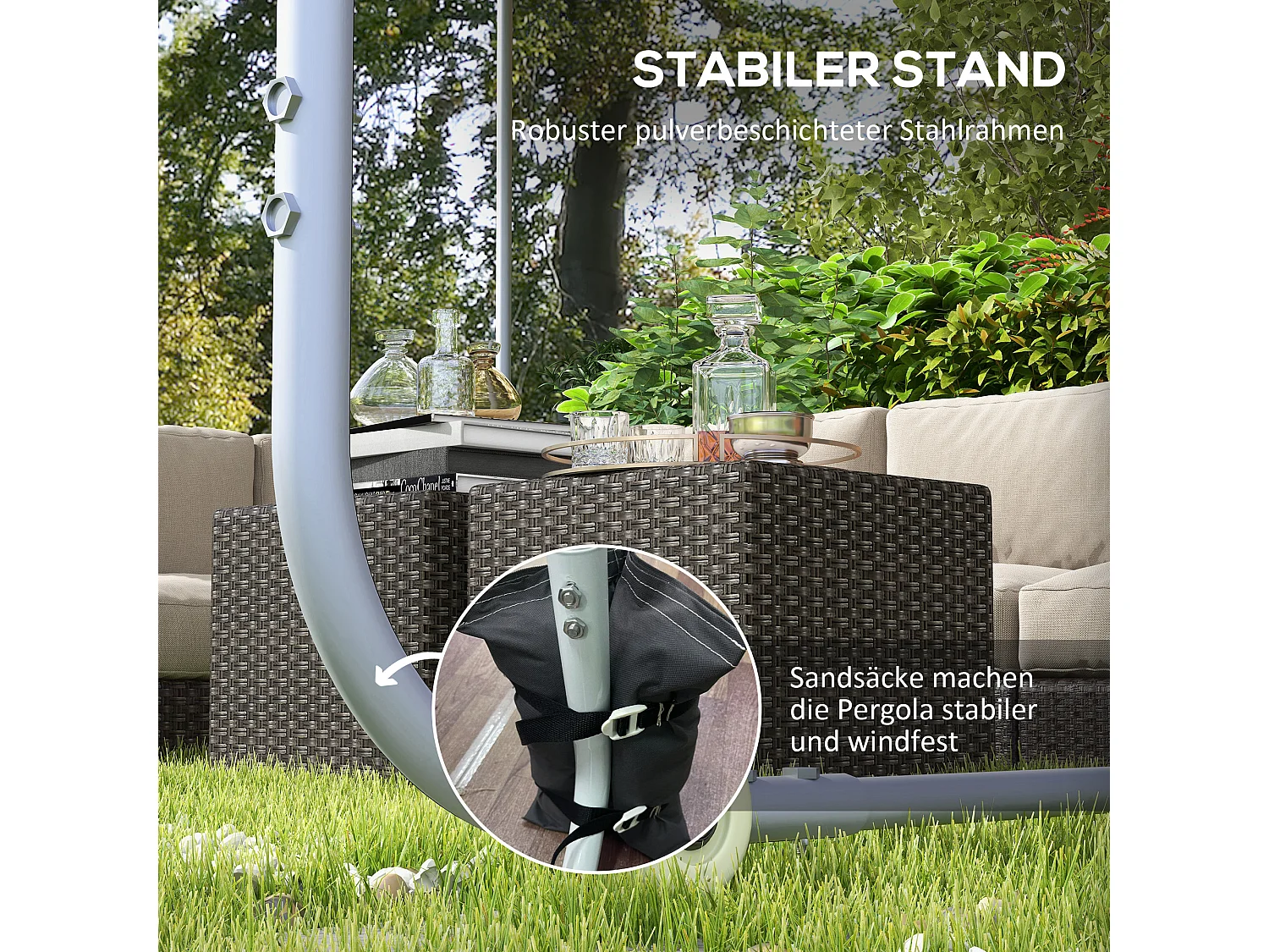 Tuinpergola met UV-bescherming, staal, grijs (302x302x250 cm)