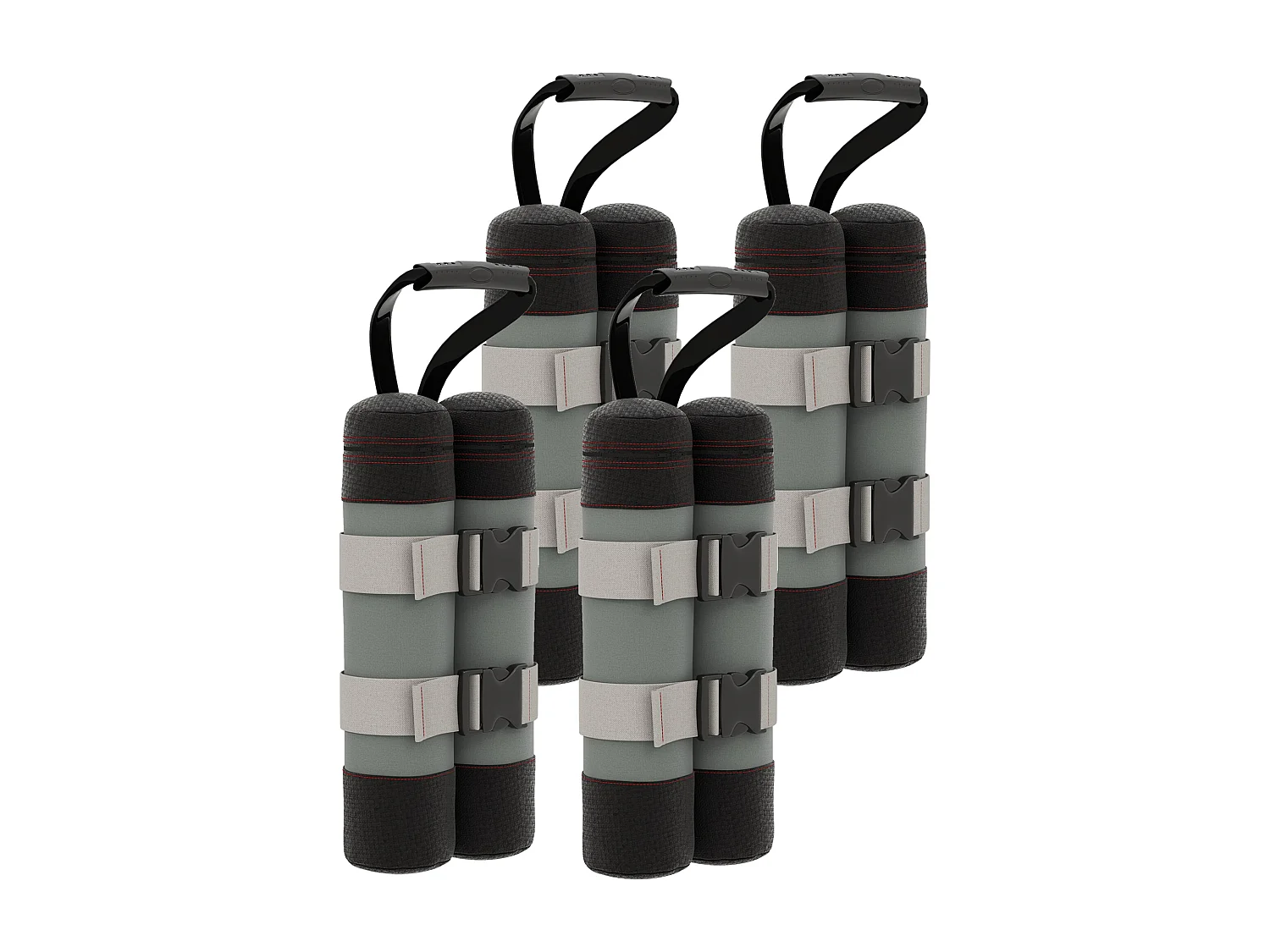 Zandzakkenset voor paviljoen, 4 stuks, Oxford, zwart, met handvatten (20x10x43 cm)