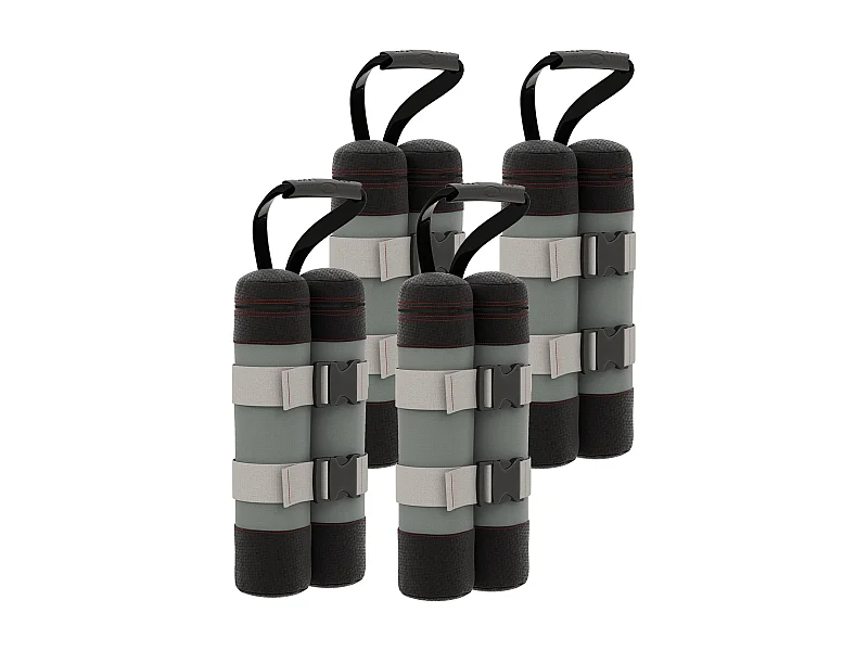 Zandzakkenset voor paviljoen, 4 stuks, Oxford, zwart, met handvatten (20x10x43 cm)