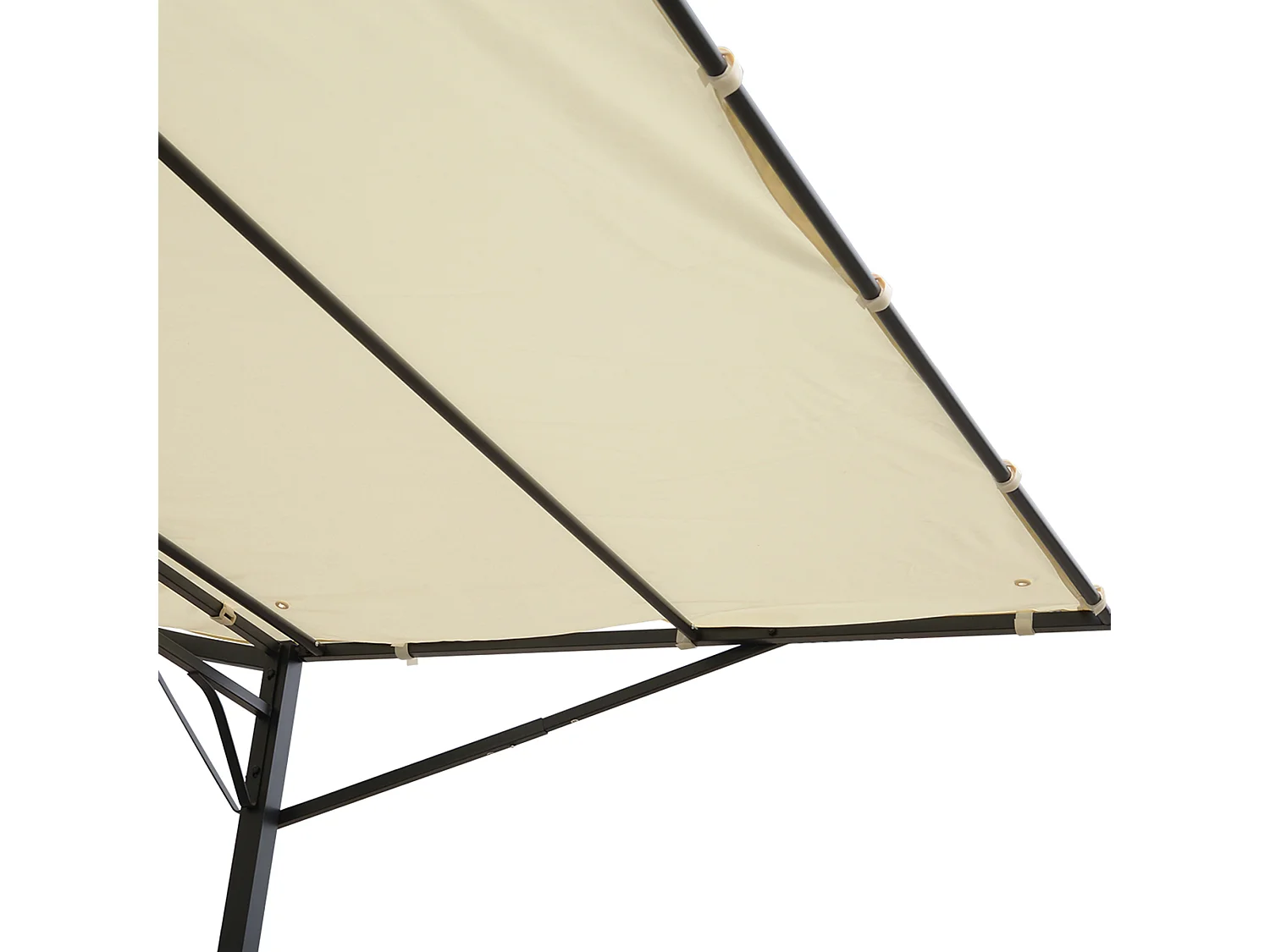 Pergola met uitschuifbaar dak, staal en polyester, crème en zwart (300x250x250 cm)