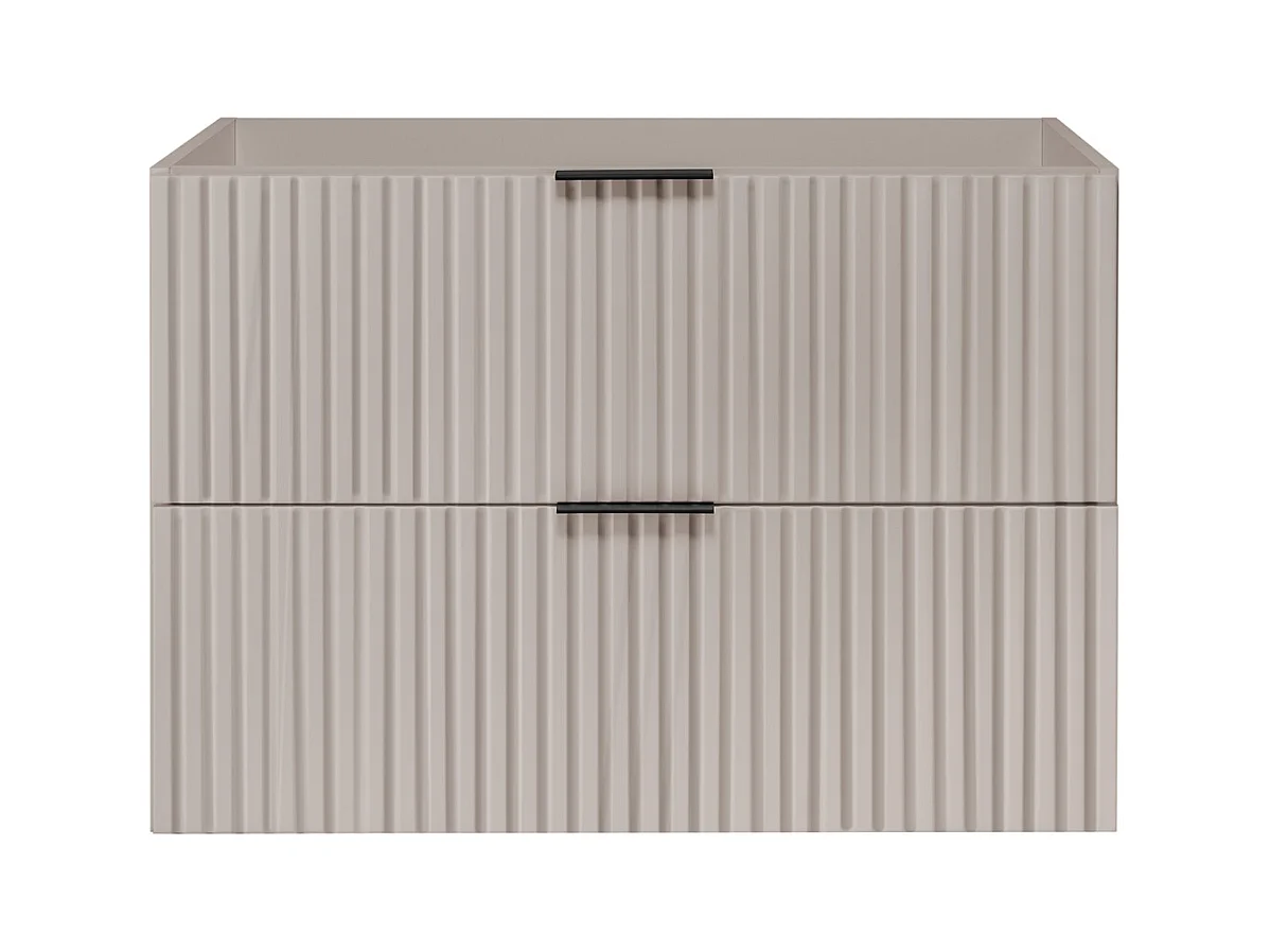 Meuble sous vasque FLOW 180 cm cachemire avec étagère et plan de travail chêne craft doré