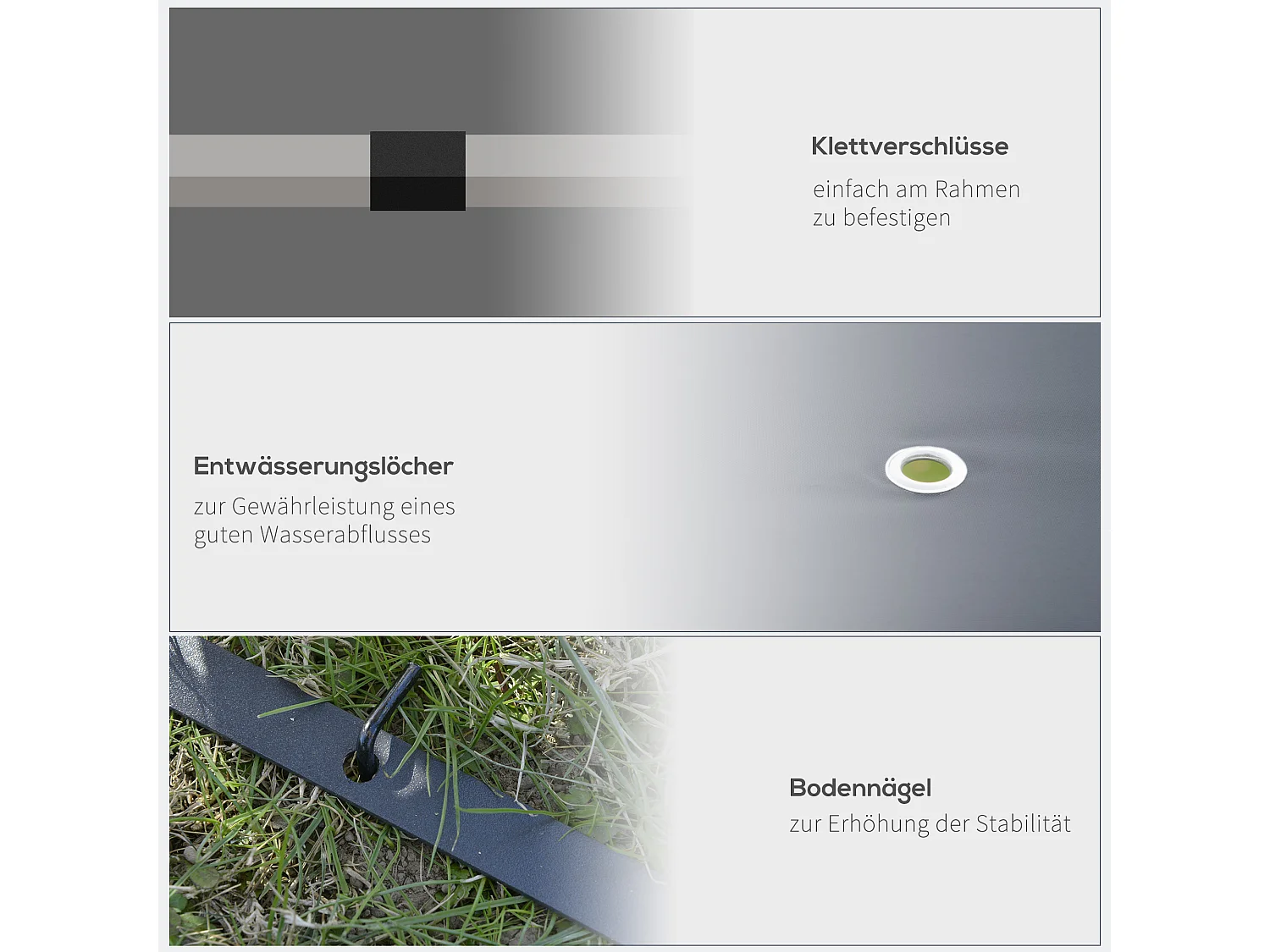 Pavillon de jardin 3x3m, structure en métal, toit en polyester, gris (295x295x255 cm)