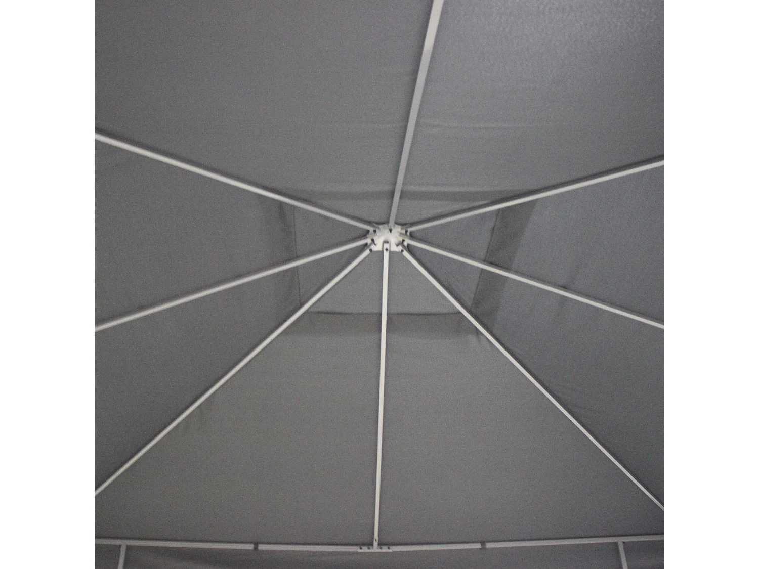 Pavillon de jardin 3x3m, structure en métal, toit en polyester, gris (295x295x255 cm)