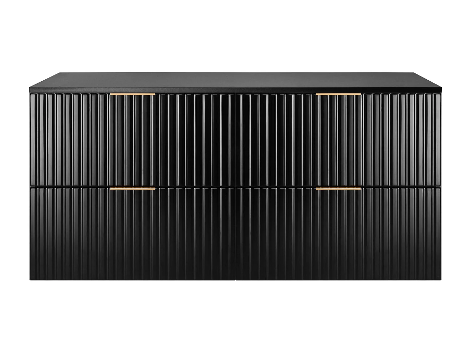 Meuble de salle de bain strié FLOW 160 cm noir avec plan