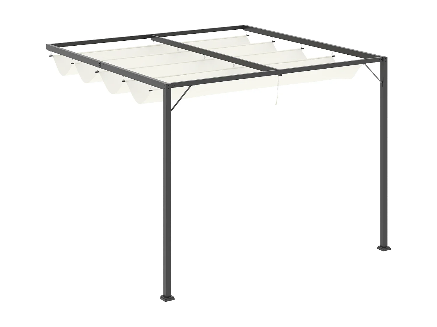 Pergola avec toit rétractable, métal et polyester, crème et kaki (300x300x230 cm)