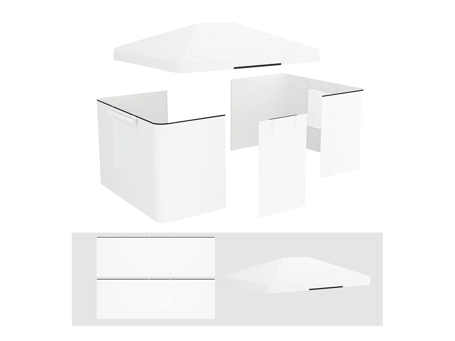 Toit de remplacement pour pavillon avec 2 murs, imperméable, pour jardin, en polyester, blanc (360x300x270 cm)