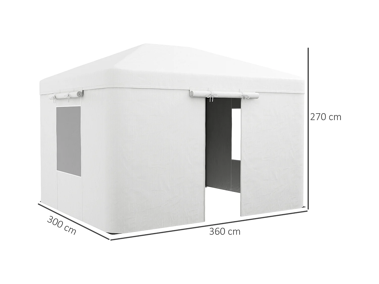 Toit de remplacement pour pavillon avec 2 murs, imperméable, pour jardin, en polyester, blanc (360x300x270 cm)