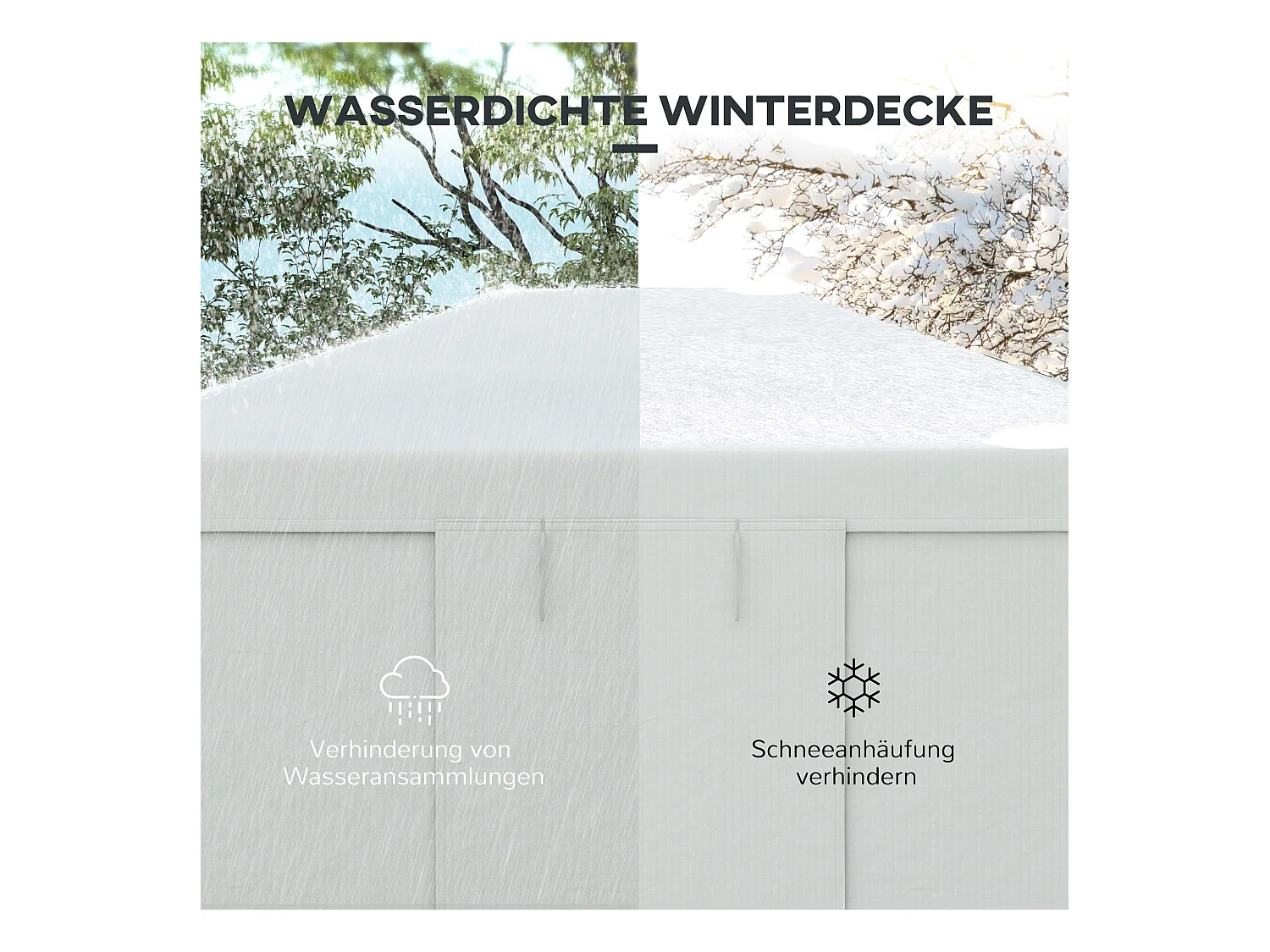 Toit de remplacement pour pavillon avec 2 murs, imperméable, pour jardin, en polyester, blanc (360x300x270 cm)