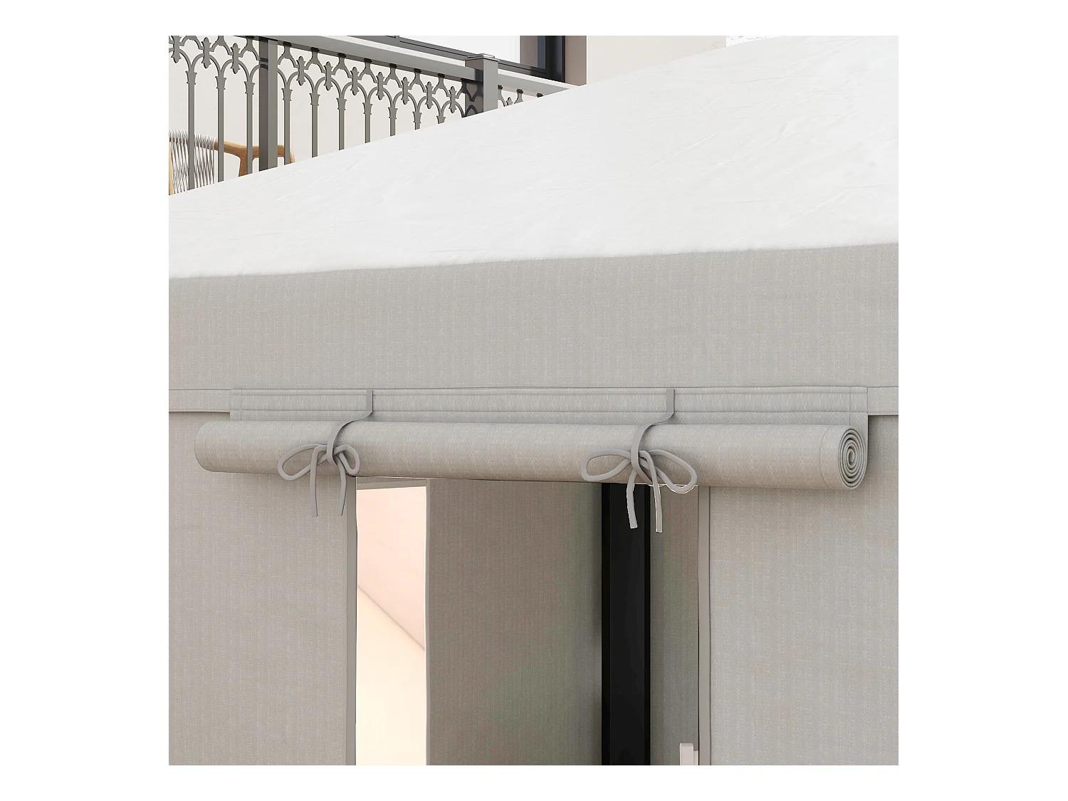 Toit de remplacement pour pavillon avec 2 murs, imperméable, pour jardin, en polyester, blanc (360x300x270 cm)