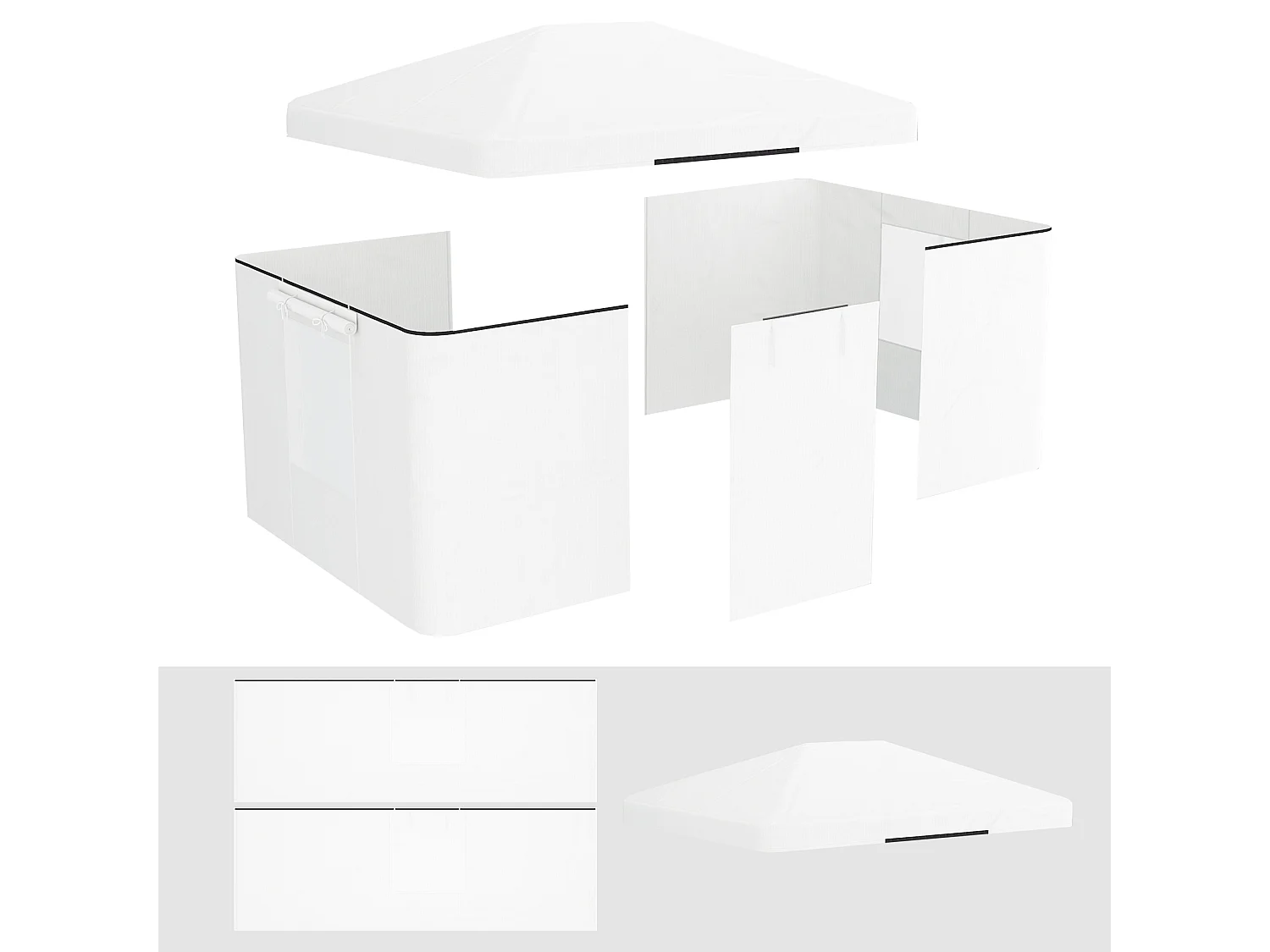 Toit de remplacement pour pavillon avec 2 murs, imperméable, pour jardin, en polyester, blanc (360x300x270 cm)