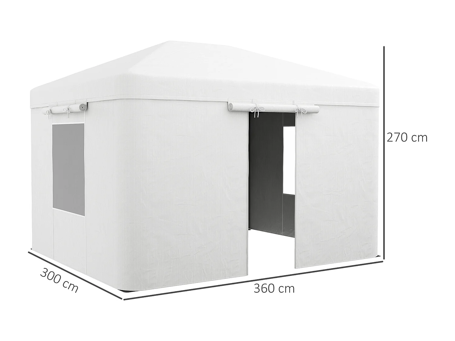Toit de remplacement pour pavillon avec 2 murs, imperméable, pour jardin, en polyester, blanc (360x300x270 cm)